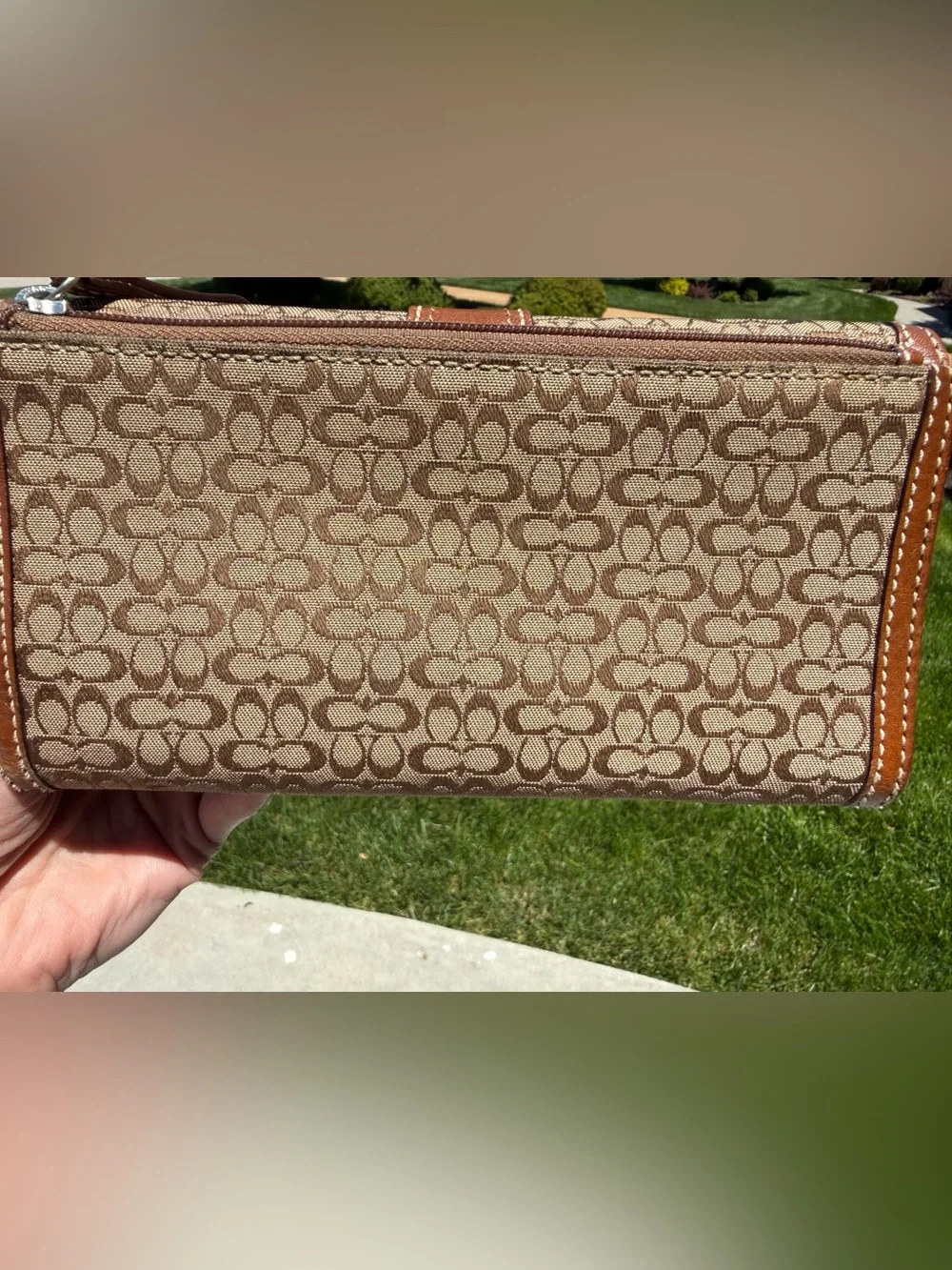 Coach Vintage Y2K Brown and Tan Signature mini C Wallet EXCELLENT condition